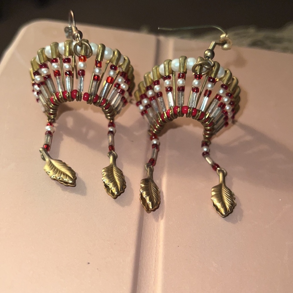 Vintage handmade Indian headdress earrings ❤️ - Picture 2 of 3